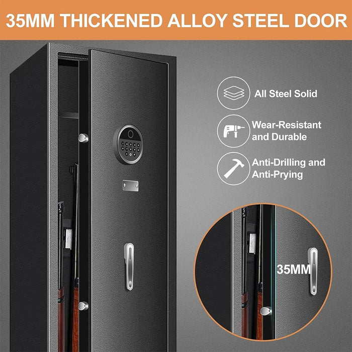 57" Heavy Duty Anti-Theft Fireproof Biometric Gun Rifle Pistol Safe For Home, 11-12 Guns (SAK53816) - Sweatfully