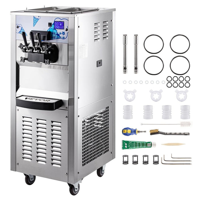 Heavy Duty Commercial Two Hopper Soft Serve Ice Cream Machine With LCD Panel, 2500W (95372618) - Sweatfully