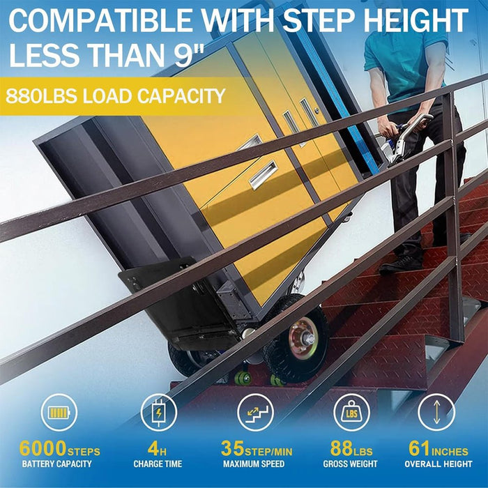 Heavy Duty Electric Motorized Stair Climbing Hand Truck Dolly, 880LBS (SAK72821) - Sweatfully