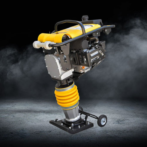 Heavy Duty Gas Powered Impact Dirt Rammer Jumping Jack Tamper Plate Ground Compactor W/ Wheels, 6.5HP (SAK57684) - Sweatfully