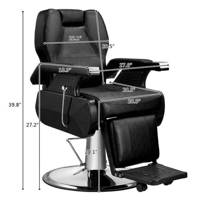 Heavy Duty Hydraulic Recline Barber Shop Chair, 440 LBS (SAK97536) - Sweatfully