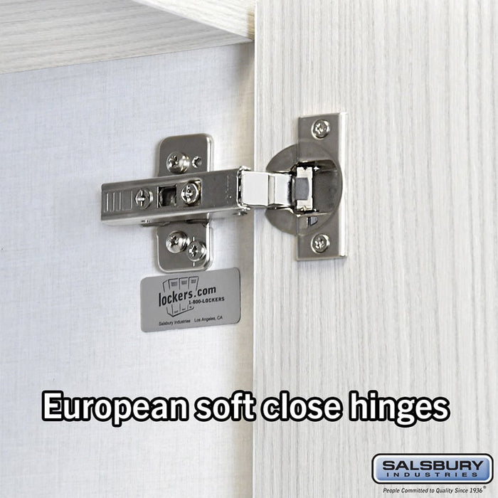 Salsbury 12" Wide Premier Wood Locker - Four Tier - 3 Wide - 6 Feet High - 15" Deep - Silver Teak - Electronic Locks - Sweatfully