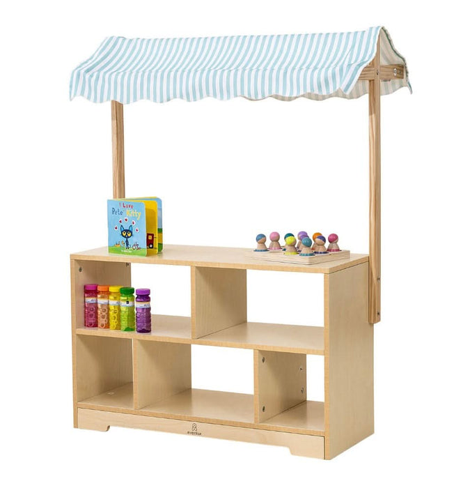 Holly Wooden Market Stand – Kids’ Pretend Play Shop & Display Shelf - Sweatfully
