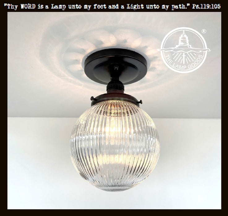 Modern Holophane Glass Ceiling Light - Sweatfully