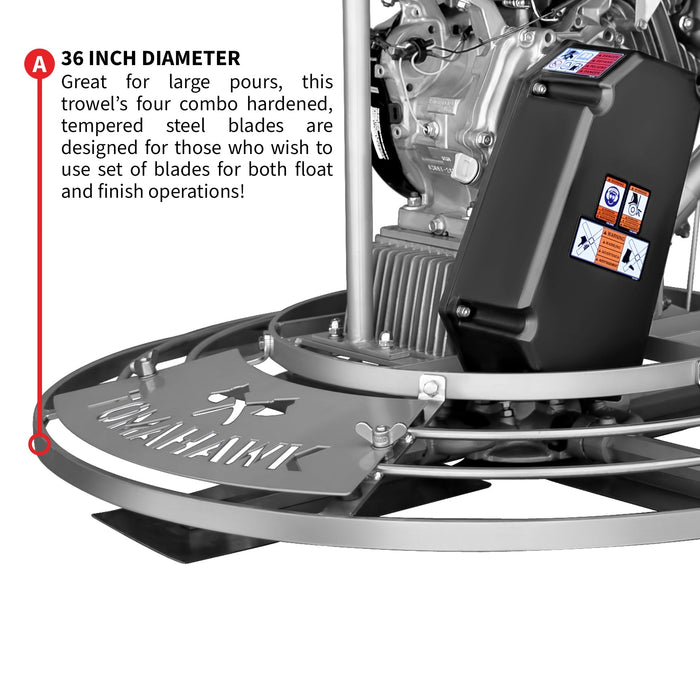 36" Honda Concrete Fast Pitch Power Trowel with 9HP Honda GX270 Finishing Blades Finishing Tool - Sweatfully