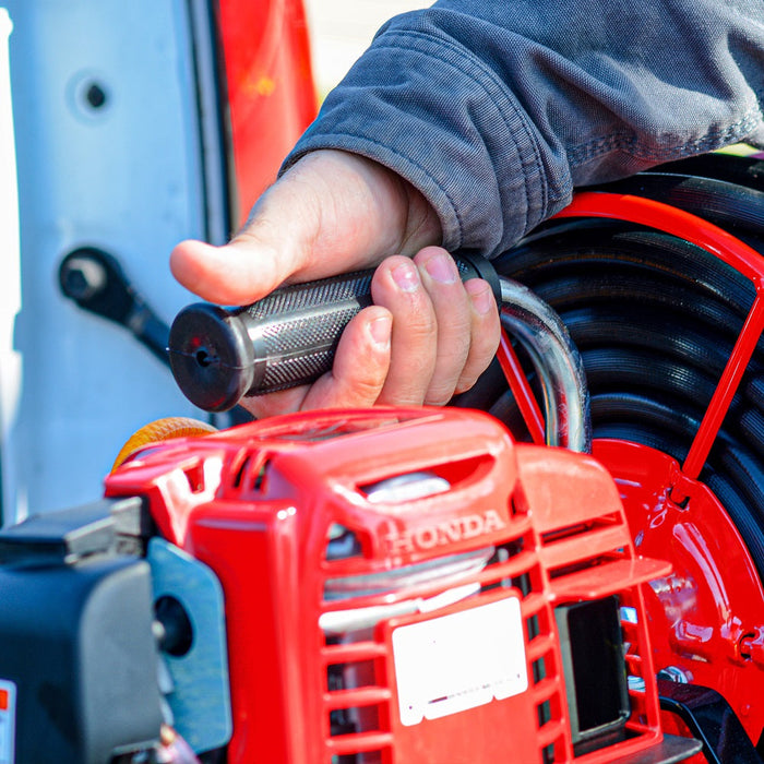 PRE ORDER: 1.6HP Skid Sprayer Barrel Mount Only with Honda GX35 100ft Hose and 500 PSI Pump for Pest Control - Sweatfully