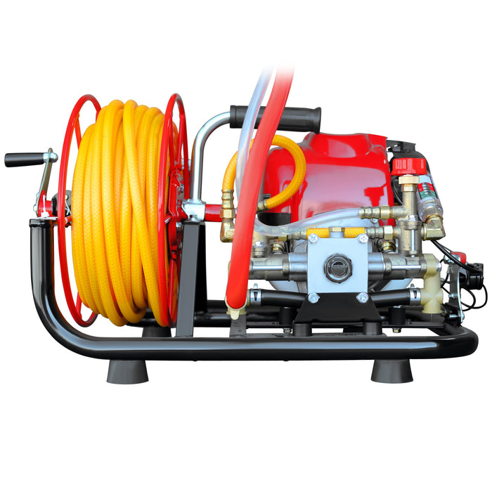 PRE ORDER: 1.6HP Skid Sprayer Barrel Mount Only with Honda GX35 100ft Hose and 500 PSI Pump for Pest Control - Sweatfully