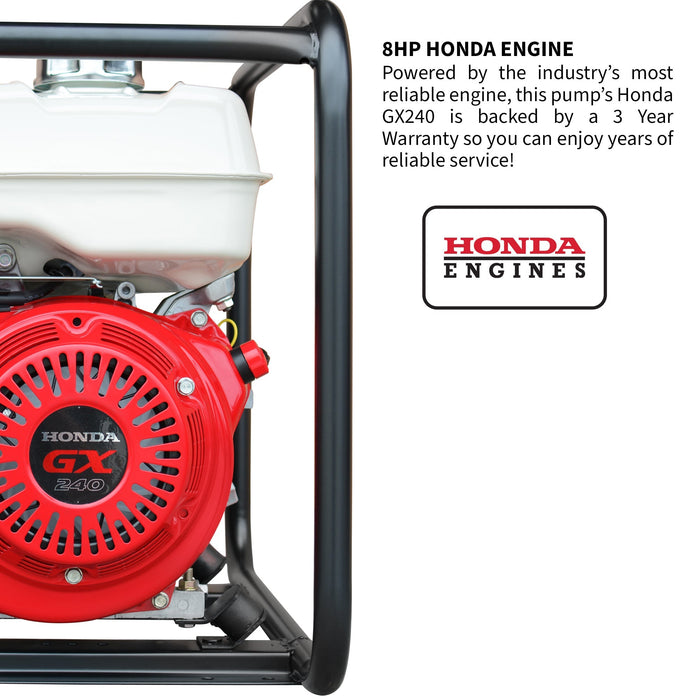 PRE ORDER: 3 Inch Trash Water Pump 375 GPM 8 HP GX270 powered by Honda Portable Utility - Sweatfully
