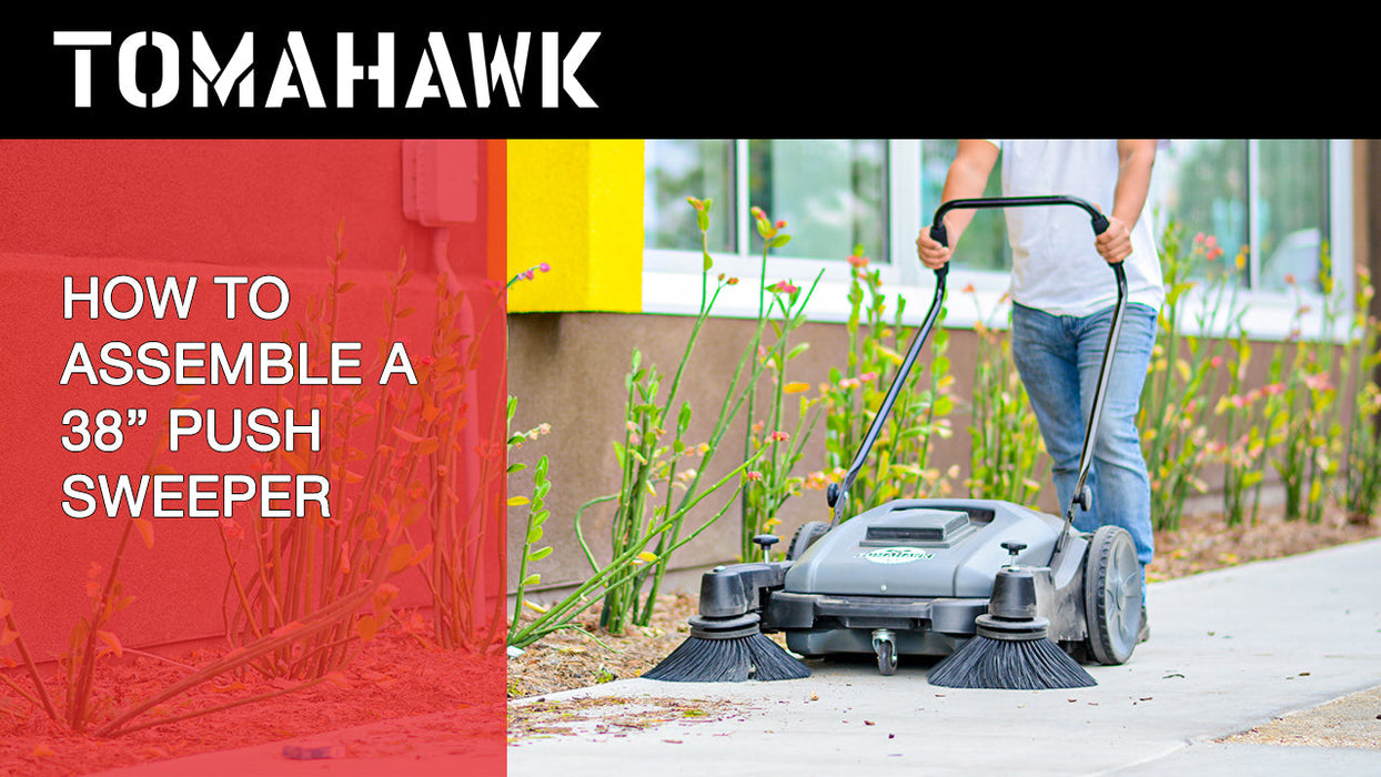 Commercial 38" Push Sweeper with Triple Power Brooms - Sweatfully
