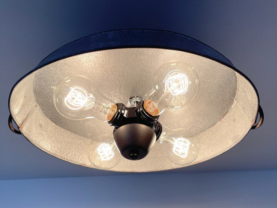 Oval Galvanized Zinc Flat Tub Laundry Room Ceiling Light Fixture - Sweatfully