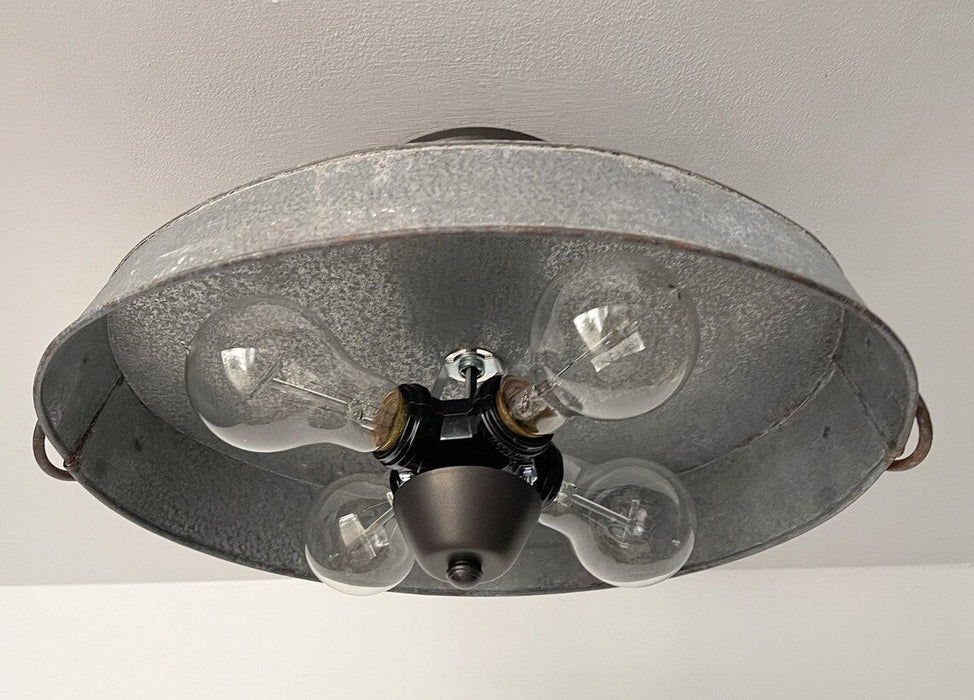 Oval Galvanized Zinc Flat Tub Laundry Room Ceiling Light Fixture - Sweatfully