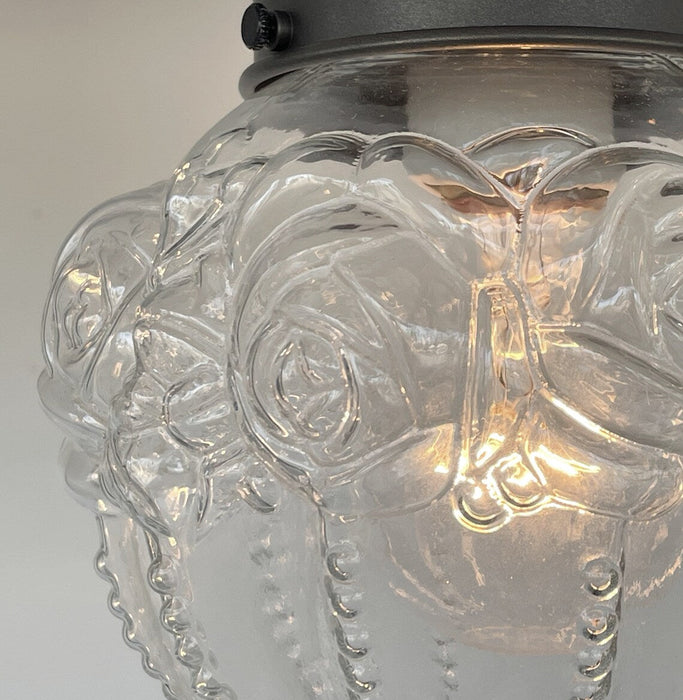 Embossed Flush Mount Globe Antique Ceiling Light Glass - Sweatfully