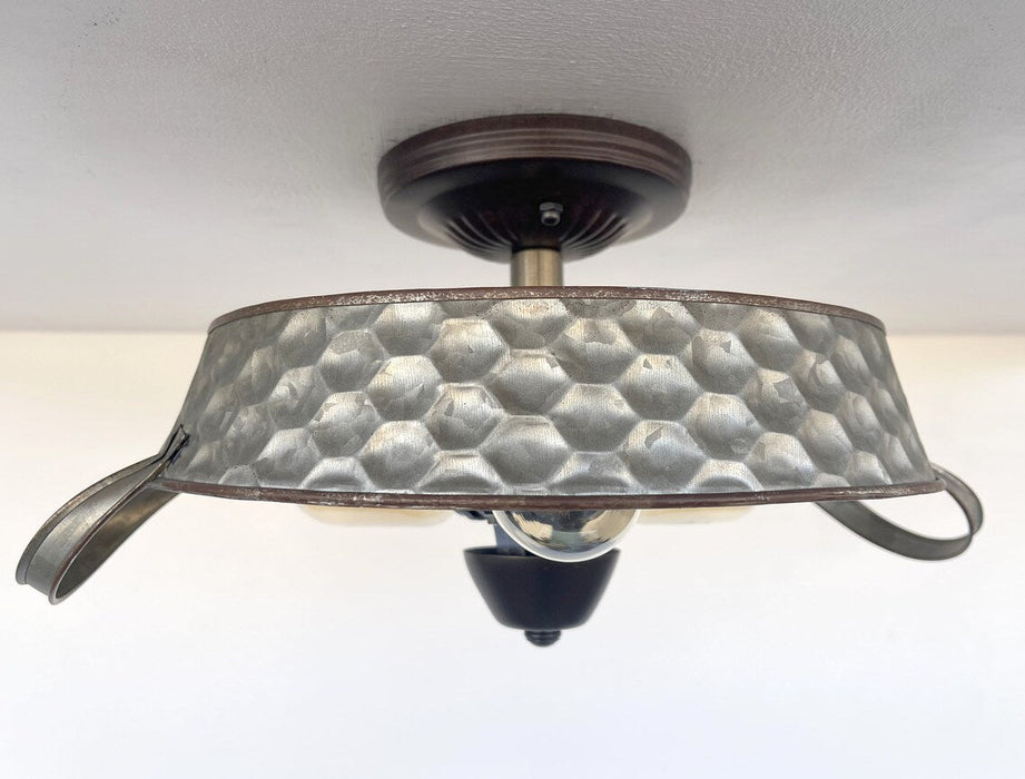 Flat Rustic Tub Ceiling Light Galvanized Beehive - Sweatfully