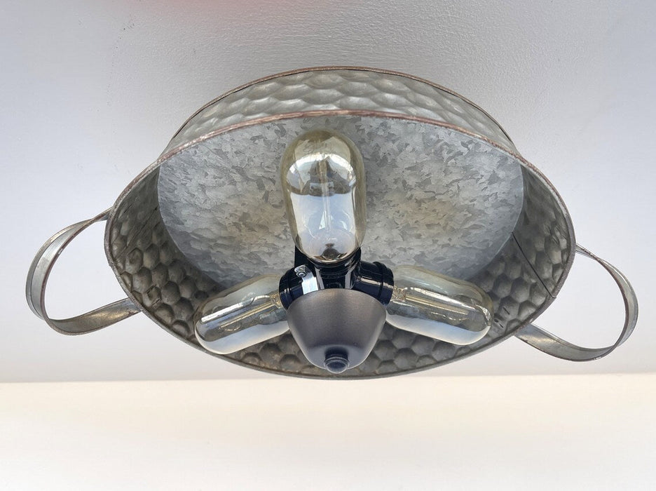 Flat Rustic Tub Ceiling Light Galvanized Beehive - Sweatfully