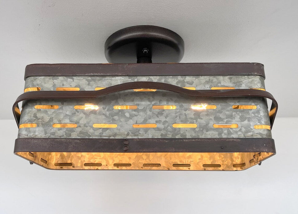 REDIRECT!!!!   Rectangular Rustic Galvanized Ceiling Light Fixture - Sweatfully