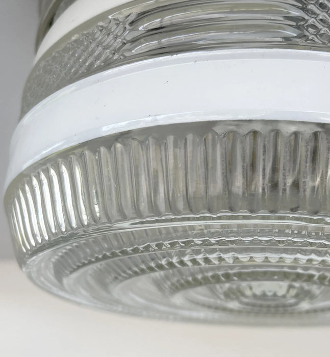 RETRO 1960's Antique DRUM Flush Mount Ceiling Light Brushed Nickel - Sweatfully