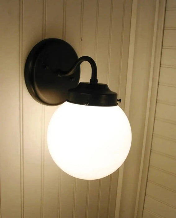 Milk Glass Globe Wall Light Fixture Sconce - Sweatfully