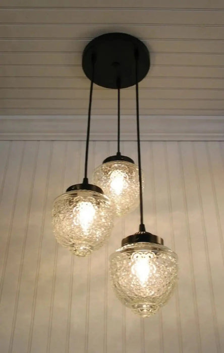 Acorn Glass Pendant Light Chandelier Trio - Sweatfully