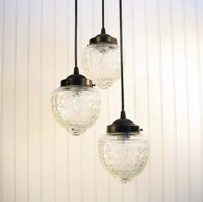 Acorn Glass Pendant Light Chandelier Trio - Sweatfully