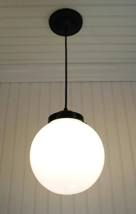 Milk Glass PENDANT Light - 8" Globe - Sweatfully
