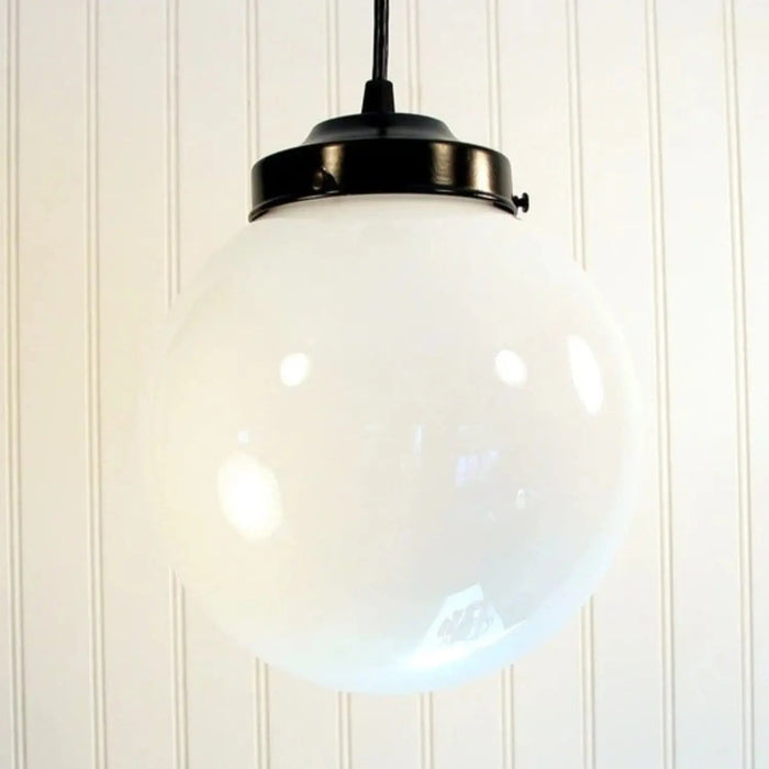 Milk Glass PENDANT Light - 8" Globe - Sweatfully