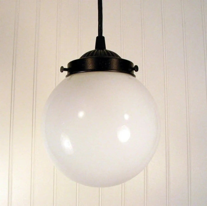 Milk Glass Globe Pendant Light - Sweatfully