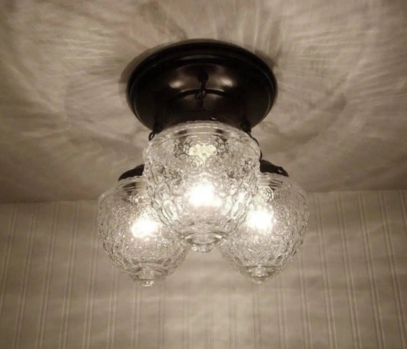Antique Acorn Glass Ceiling Lighting Fixture Chain Trio - Sweatfully