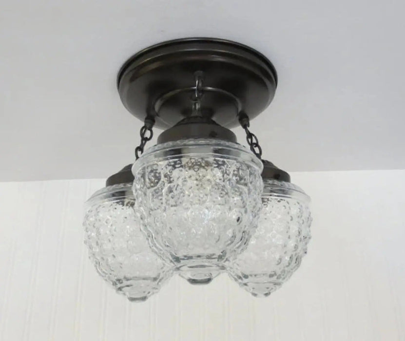 Antique Acorn Glass Ceiling Lighting Fixture Chain Trio - Sweatfully
