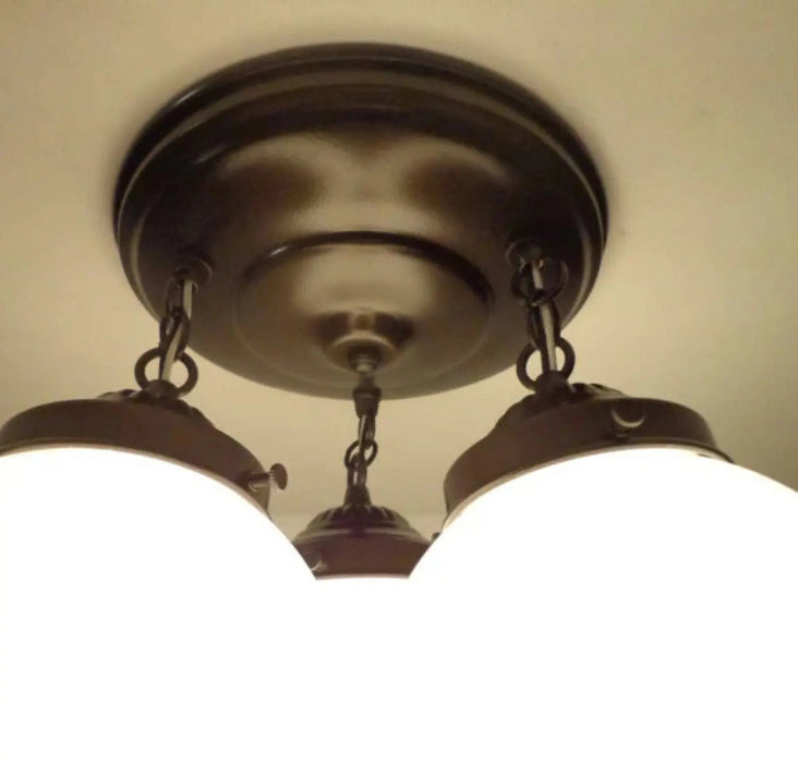 Milk Glass Opal Globe Ceiling Light Chain Trio - Sweatfully