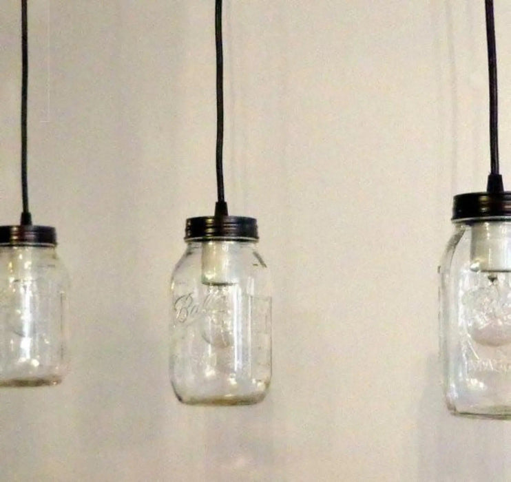 Mason Jar Track Lighting PENDANT Trio - Sweatfully