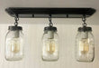 Mason Jar LIGHT FIXTURE Rectangular Chain Trio - Sweatfully