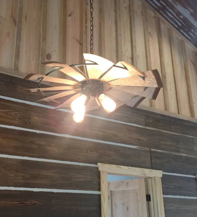 Farmhouse Windmill Chandelier Lighting Fixture 30" - Sweatfully