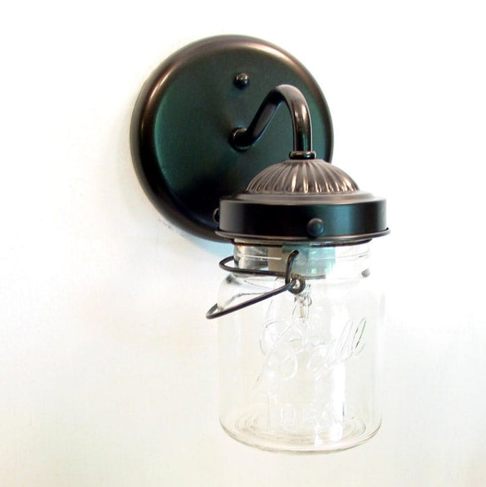 Vintage Mason Jar WALL LIGHT Sconce - Sweatfully