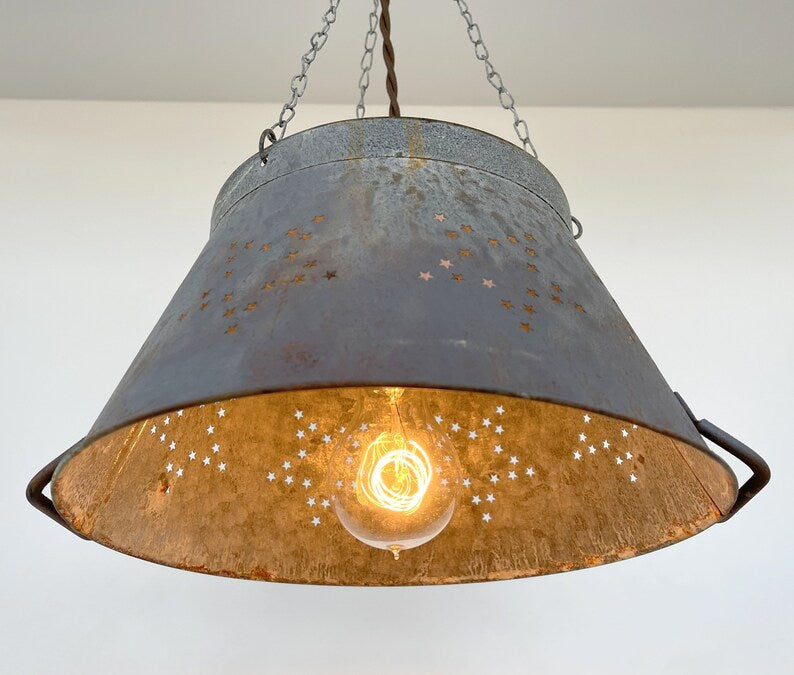 Weathered Galvanized Chandelier Light Fixture - Sweatfully