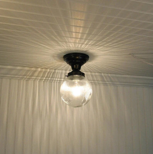 Large Holophane Glass Ceiling Light Fixture - Sweatfully