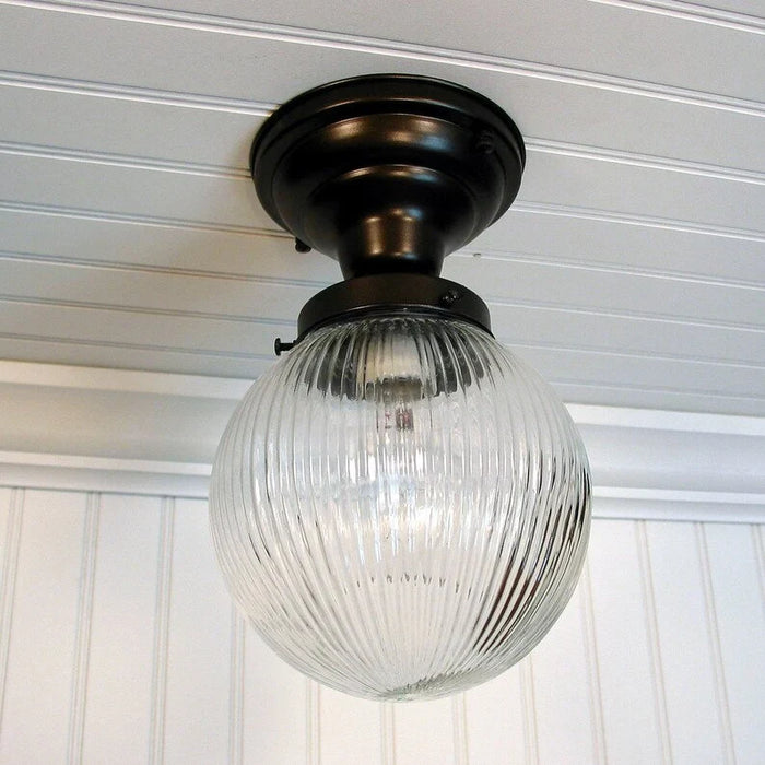 Large Holophane Glass Ceiling Light Fixture - Sweatfully