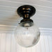 Large Holophane Glass Ceiling Light Fixture - Sweatfully