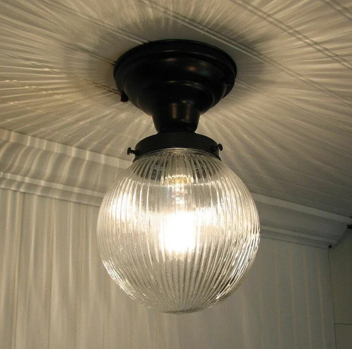 Large Holophane Glass Ceiling Light Fixture - Sweatfully