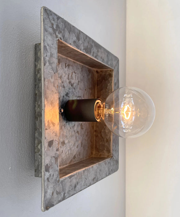 Square Galvanized Farmhouse Ceiling Light Fixture - Sweatfully