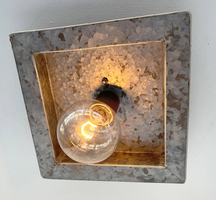 Square Galvanized Farmhouse Ceiling Light Fixture - Sweatfully