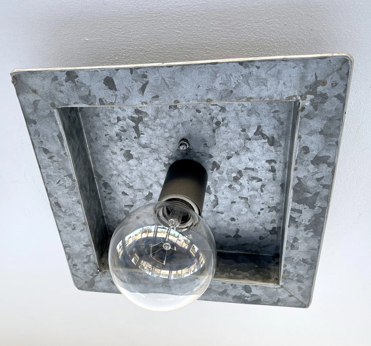 Square Galvanized Farmhouse Ceiling Light Fixture - Sweatfully