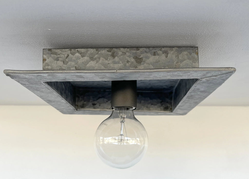 Square Galvanized Farmhouse Ceiling Light Fixture - Sweatfully