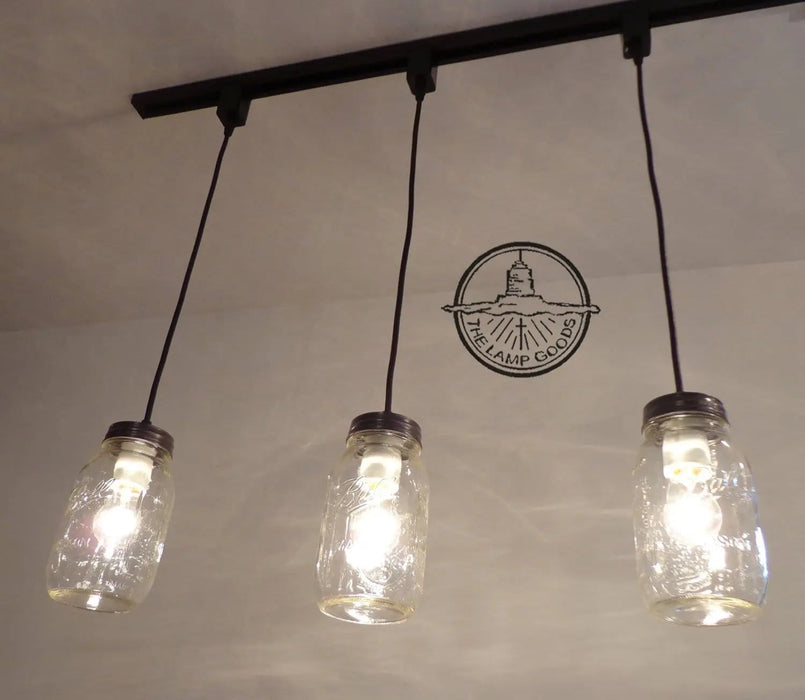 Mason Jar TRACK LIGHTING Pendant SINGLE New Quart - Sweatfully