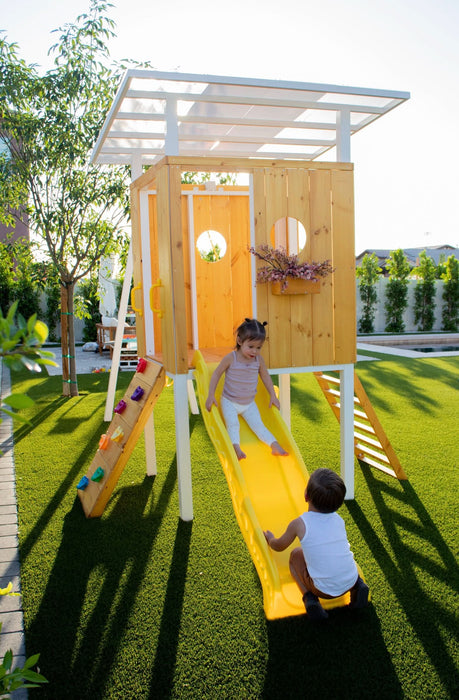 Forest - Modern Backyard Outdoor Swing Set 2 Swings And Trapeze Bar - Sweatfully