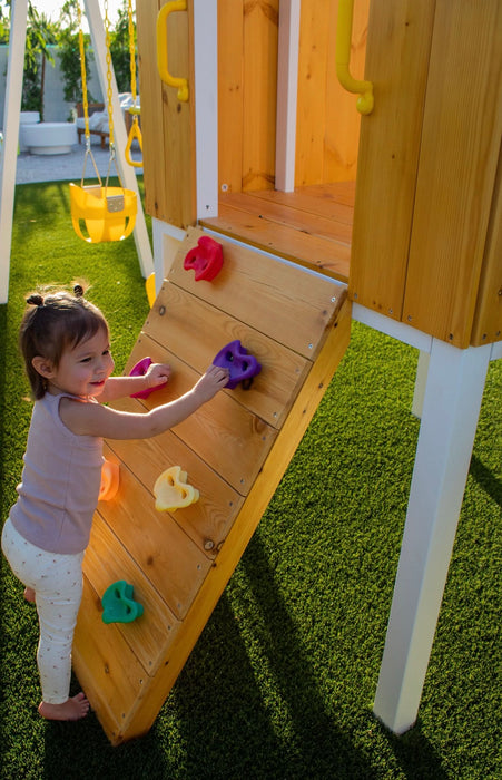 Forest - Modern Backyard Outdoor Swing Set 2 Swings And Trapeze Bar - Sweatfully