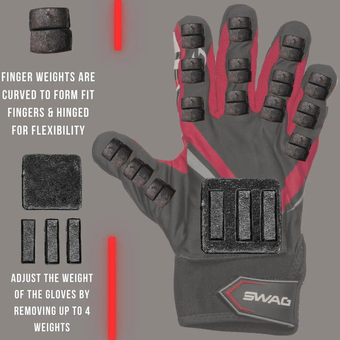 S.W.A.G. Adjustable Weighted Gloves | Men Women | Finger Weights | Basketball, Fitness, Exercise - Sweatfully