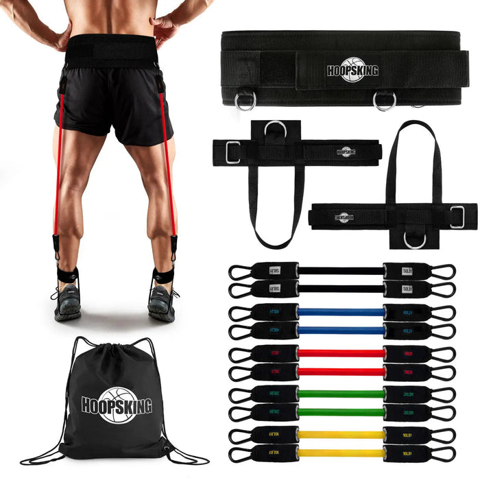 HoopsKing Vertical Jump Trainer Resistance Bands | Waist to Heels - Sweatfully