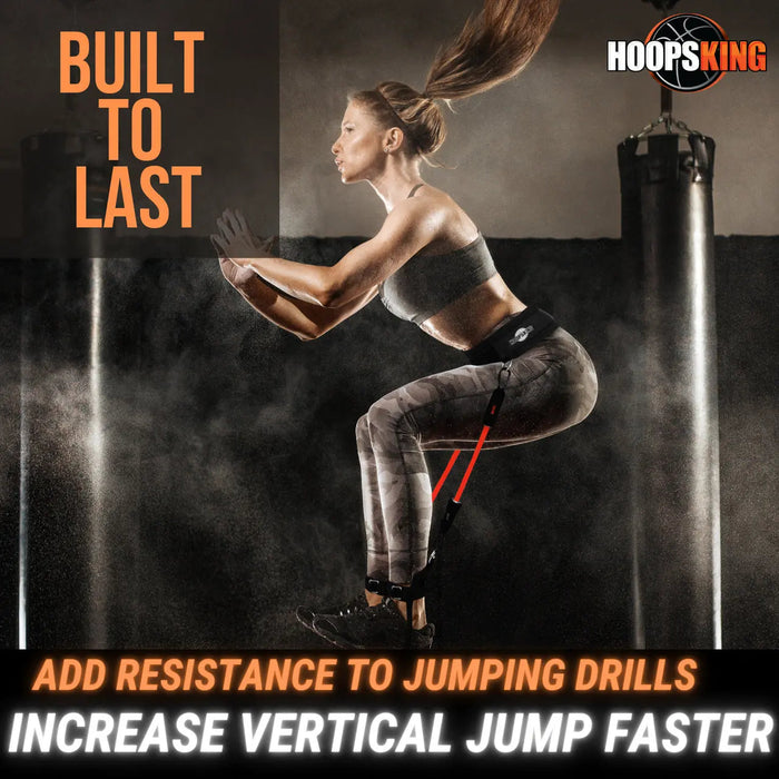 HoopsKing Vertical Jump Trainer Resistance Bands | Waist to Heels - Sweatfully