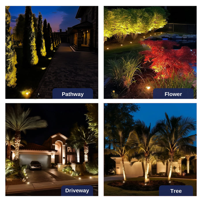 Gardenreet Brass In-ground Well Lights, Low Voltage IP65 Waterproof 12V LED Outdoor Landscape Lighting(Open Top 2202A) - Sweatfully