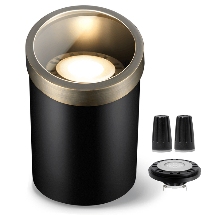 Gardenreet Brass Outdoor 12V Well Lights, Low Voltage LED Landscape Lighting In Ground Lights  Use 6W 590LM LED 3000K PAR36 Bulb for Tree, Garden, Pathway, Yard(Bevel Top 2205A) - Sweatfully